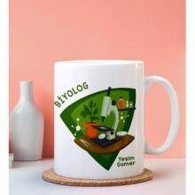 Kişiye Özel Biolog Tasarımlı Beyaz Kupa