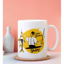 Kişiye Özel Balıkçı Tasarımlı Beyaz Kupa