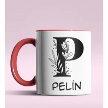 Kişiye Özel P Harfi Romantik Tasarım Kırmızı Renk Kupa