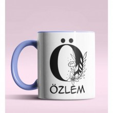 Kişiye Özel Ö Harfi Romantik Tasarım Mavi Renk Kupa