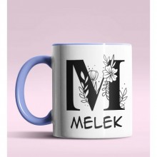 Kişiye Özel M Harfi Romantik Tasarım Mavi Renk Kupa