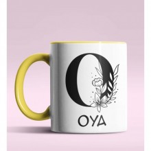 Kişiye Özel O Harfi Romantik Tasarım Sarı Renk Kupa