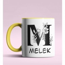 Kişiye Özel M Harfi Romantik Tasarım Sarı Renk Kupa