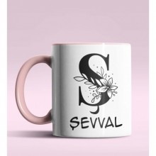 Kişiye Özel Ş Harfi Romantik Tasarım Pembe Renk Kupa