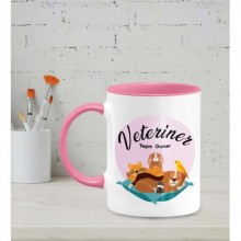 Kişiye Özel Veteriner Tasarımlı Pembe Renk Kupa