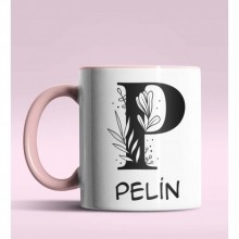 Kişiye Özel P Harfi Romantik Tasarım Pembe Renk Kupa