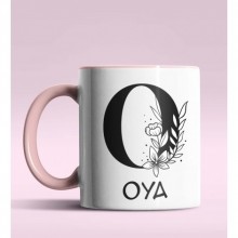 Kişiye Özel O Harfi Romantik Tasarım Pembe Renk Kupa