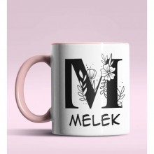 Kişiye Özel M Harfi Romantik Tasarım Pembe Renk Kupa