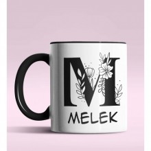 Kişiye Özel M Harfi Romantik Tasarım Siyah Renk Kupa