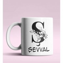 Kişiye Özel Ş Harfi Romantik Tasarım Beyaz Renk Kupa