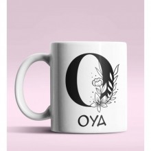 Kişiye Özel O Harfi Romantik Tasarım Beyaz Renk Kupa