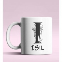 Kişiye Özel I Harfi Romantik Tasarım Beyaz Renk Kupa