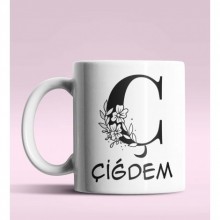 Kişiye Özel Ç Harfi Romantik Tasarım Beyaz Renk Kupa