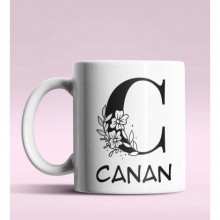 Kişiye Özel C Harfi Romantik Tasarım Beyaz Renk Kupa