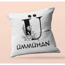 Kişiye Özel Romantik Ü Harfi Tema Saten Kare Yastık