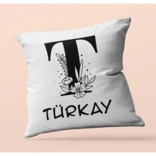 Kişiye Özel Romantik T Harfi Tema Saten Kare Yastık