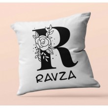 Kişiye Özel Romantik R Harfi Tema Saten Kare Yastık