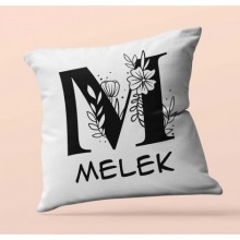 Kişiye Özel Romantik M Harfi Tema Saten Kare Yastık