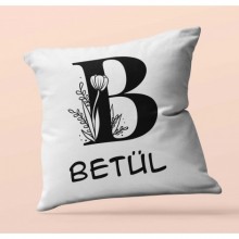 Kişiye Özel Romantik B Harfi Tema Saten Kare Yastık