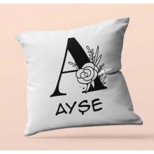 Kişiye Özel Romantik A Harfi Tasarım Saten Kare Yastık