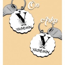 Kişiye Özel Y Harfi Romantik Tasarım HDF Dalgalı Anahtarlık