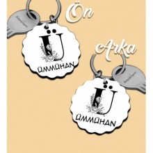 Kişiye Özel Ü Harfi Romantik Tasarım HDF Dalgalı Anahtarlık