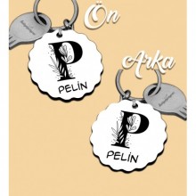 Kişiye Özel P Harfi Romantik Tasarım HDF Dalgalı Anahtarlık