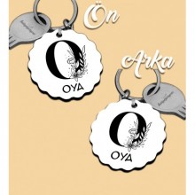 Kişiye Özel O Harfi Romantik Tasarım HDF Dalgalı Anahtarlık