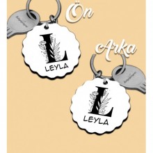 Kişiye Özel L Harfi Romantik Tasarım HDF Dalgalı Anahtarlık