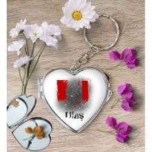 Kişiye Özel U Harfi Temalı Karakter Kalp Aynalı Metal Anahtarlık