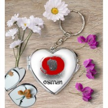 Kişiye Özel O Harfi Temalı Karakter Kalp Aynalı Metal Anahtarlık