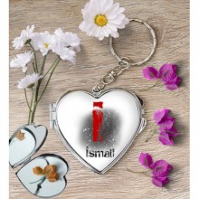 Kişiye Özel İ Harfi Temalı Karakter Kalp Aynalı Metal Anahtarlık