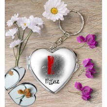 Kişiye Özel I Harfi Temalı Karakter Kalp Aynalı Metal Anahtarlık