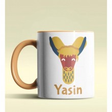 Kişiye Özel Y Harfi Hayvanlar Tasarım Turuncu Renk Kupa