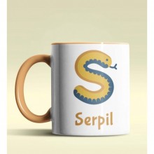 Kişiye Özel S Harfi Hayvanlar Tasarım Turuncu Renk Kupa