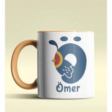 Kişiye Özel Ö Harfi Hayvanlar Tasarım Turuncu Renk Kupa