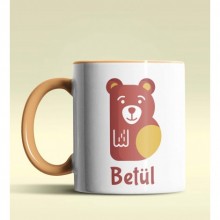 Kişiye Özel B Harfi Hayvanlar Tasarım Turuncu Renk Kupa