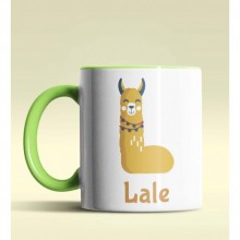 Kişiye Özel L Harfi Hayvanlar Tasarım Yeşil Renk Kupa