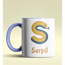 Kişiye Özel S Harfi Hayvanlar Tasarım Mavi Renk Kupa