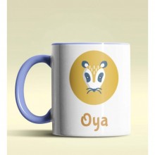 Kişiye Özel O Harfi Hayvanlar Tasarım Mavi Renk Kupa