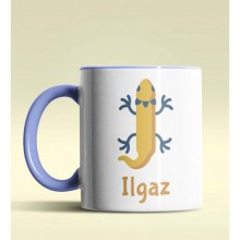 Kişiye Özel I Harfi Hayvanlar Tasarım Mavi Renk Kupa