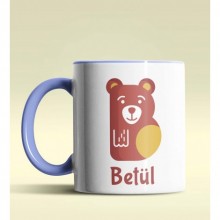 Kişiye Özel B Harfi Hayvanlar Tasarım Mavi Renk Kupa