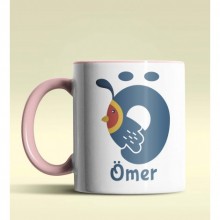 Kişiye Özel Ö Harfi Hayvanlar Tasarım Pembe Renk Kupa