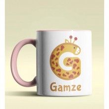 Kişiye Özel G Harfi Hayvanlar Tasarım Pembe Renk Kupa