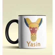 Kişiye Özel Y Harfi Hayvanlar Tasarım Siyah Renk Kupa