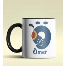 Kişiye Özel Ö Harfi Hayvanlar Tasarım Siyah Renk Kupa