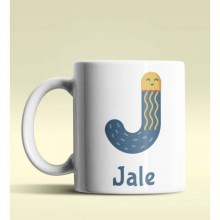 Kişiye Özel J Harfi Hayvanlar Tasarım Beyaz Renk Kupa