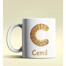 Kişiye Özel C Harfi Hayvanlar Tasarım Beyaz Renk Kupa