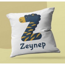 Kişiye Özel Hayvanlar Z Harfi Tema Saten Kare Yastık