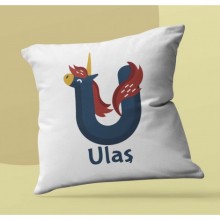 Kişiye Özel Hayvanlar U Harfi Tema Saten Kare Yastık